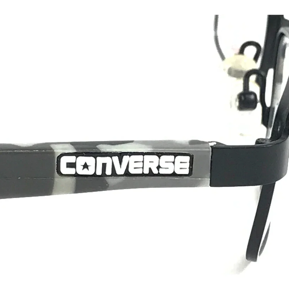 Converse Kids Eyeglasses Frames K012 BLACK Grey Rectangular Full Rim 50-16-130